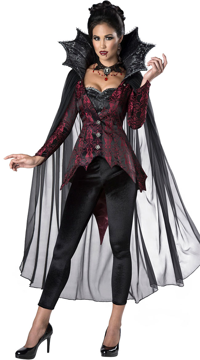 Vampire Tights Ladies Fancy Dress Deadly Halloween Vampiress Adults Costumes 