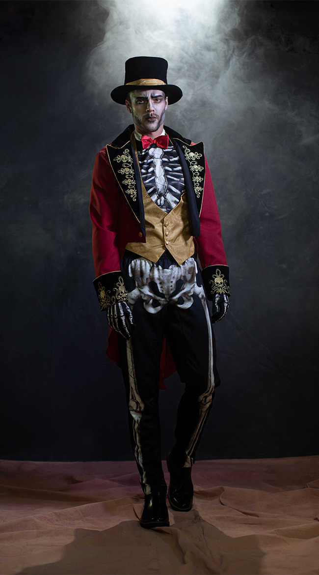 Men's Skeleton Ringmaster Costume, Men's Skeleton Circus Costume
