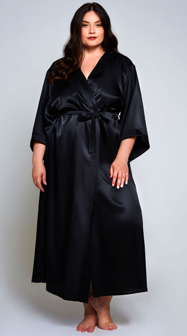 Plus Size Victoria Satin Robe, Sexy Satin Sleepwear - Yandy.com