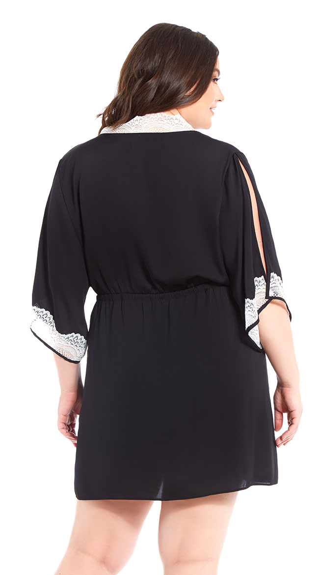 black lace robe plus size