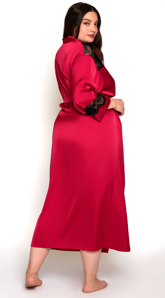 plus size long lace robe