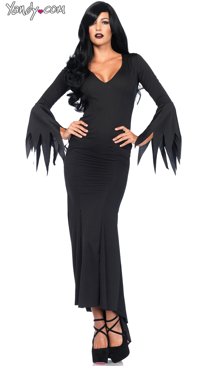 Floor Length Gothic Dress Costume, Gothic Black Dress Costume, Witch ...