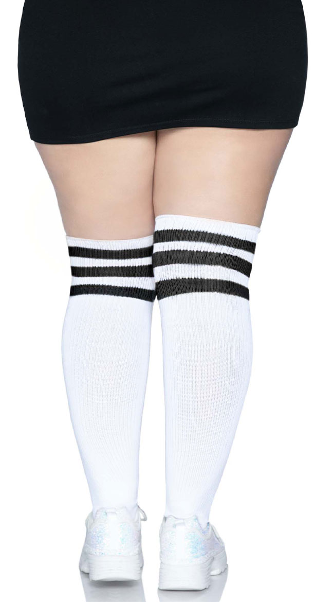 Plus Size Over the Knee Athletic Socks, Plus Size Thigh High Athletic