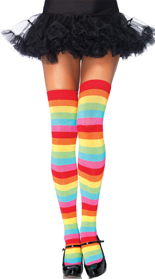 Rainbow Thigh Highs Rainbow Striped Thigh Highs Rainbow Stockings