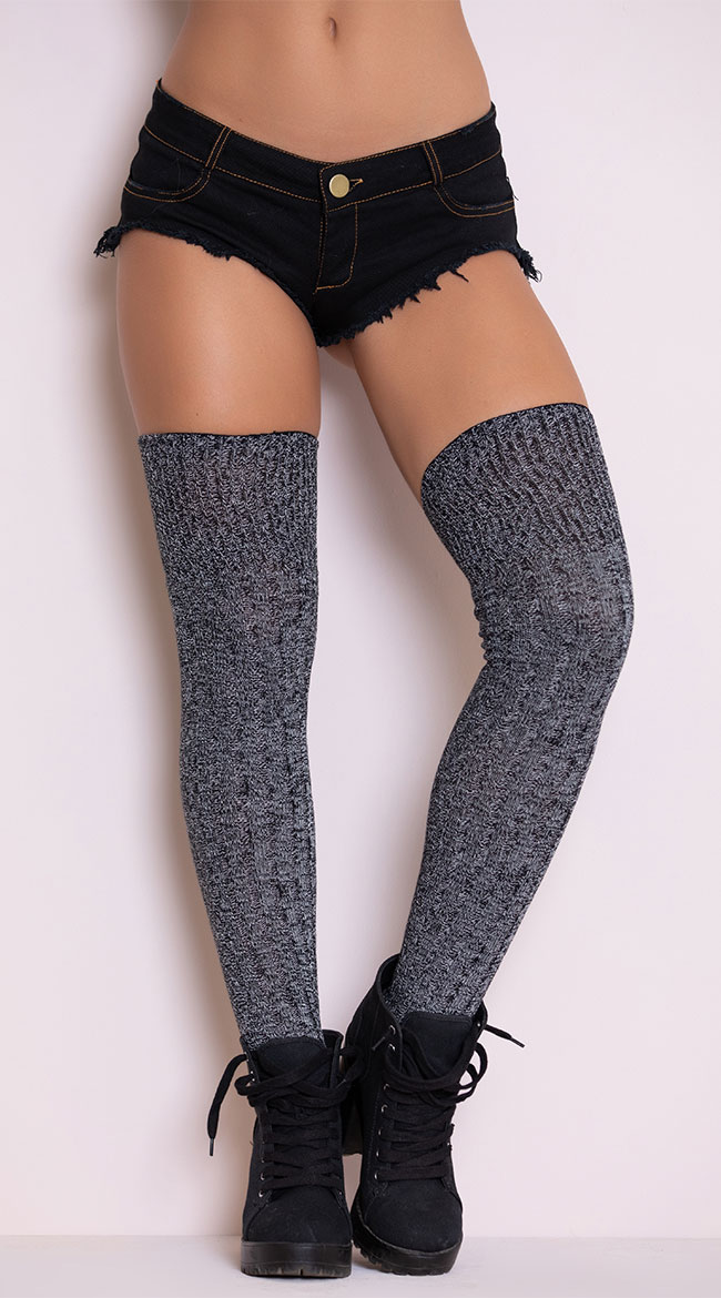 Grey Good Girl Thigh High Stockings Thick Grey Thigh High Socks Thigh High Socks