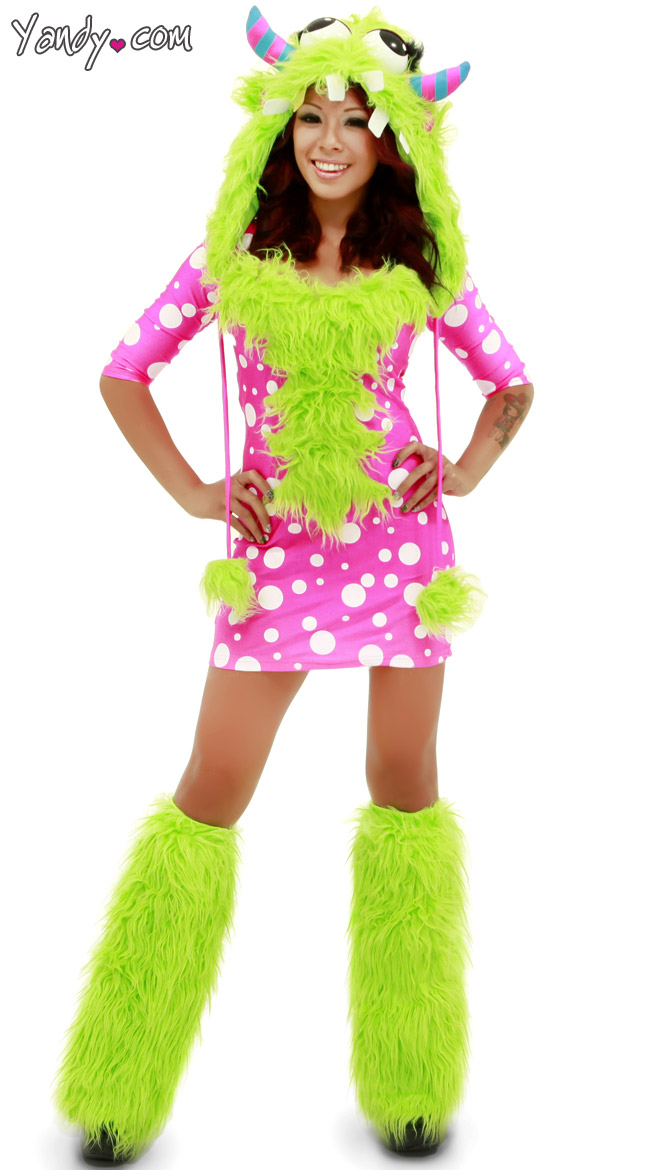 Melody Monster Costume, Pink And White Polka Dot Monster Costume, Rave ...