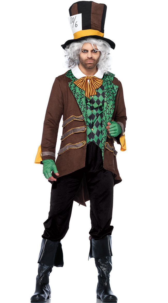 Men's Classic Hatter Costume, Mens Green Mad Hatter Costume