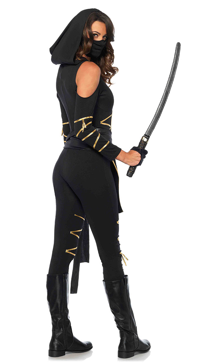 Sexy Stealth Ninja Costume, Sexy Ninja Costume, Sexy Black and Gold