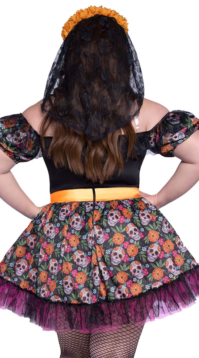Plus Size Marigold Catrina Costume, Plus Size Day of the Dead Costume