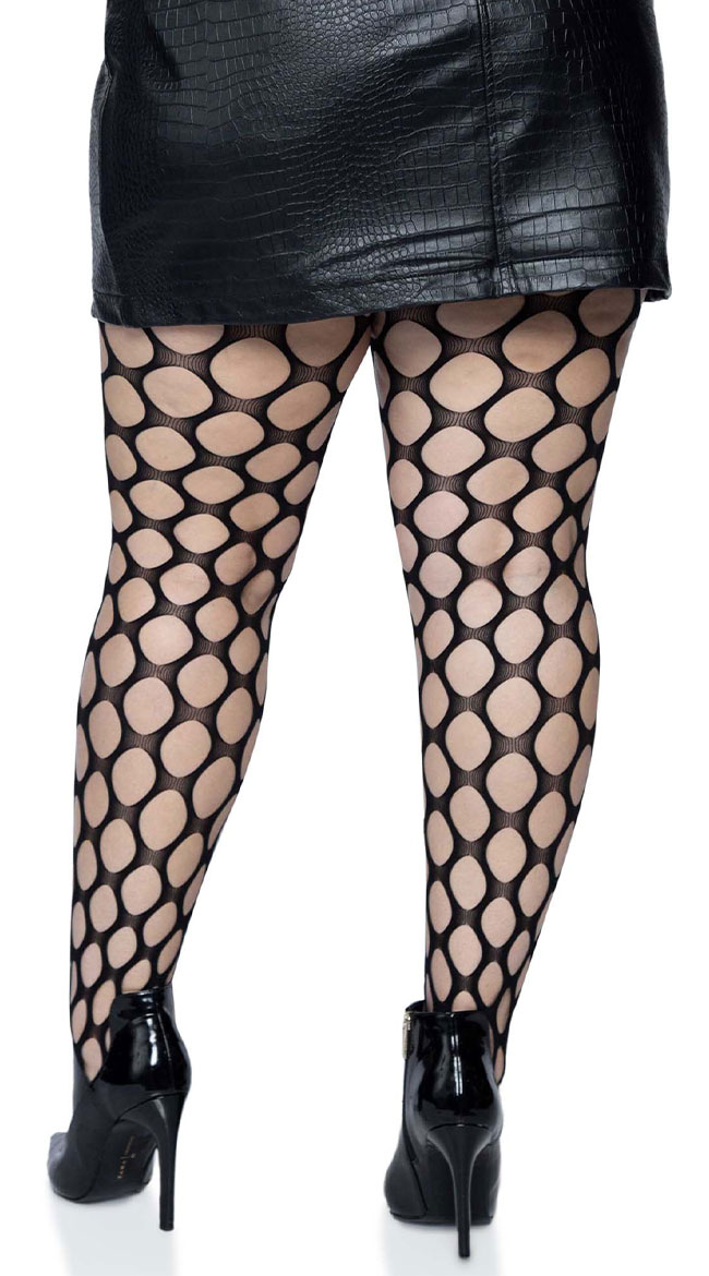 Plus Size Jumbo Pothole Net Tights, Plus Size Pantyhose