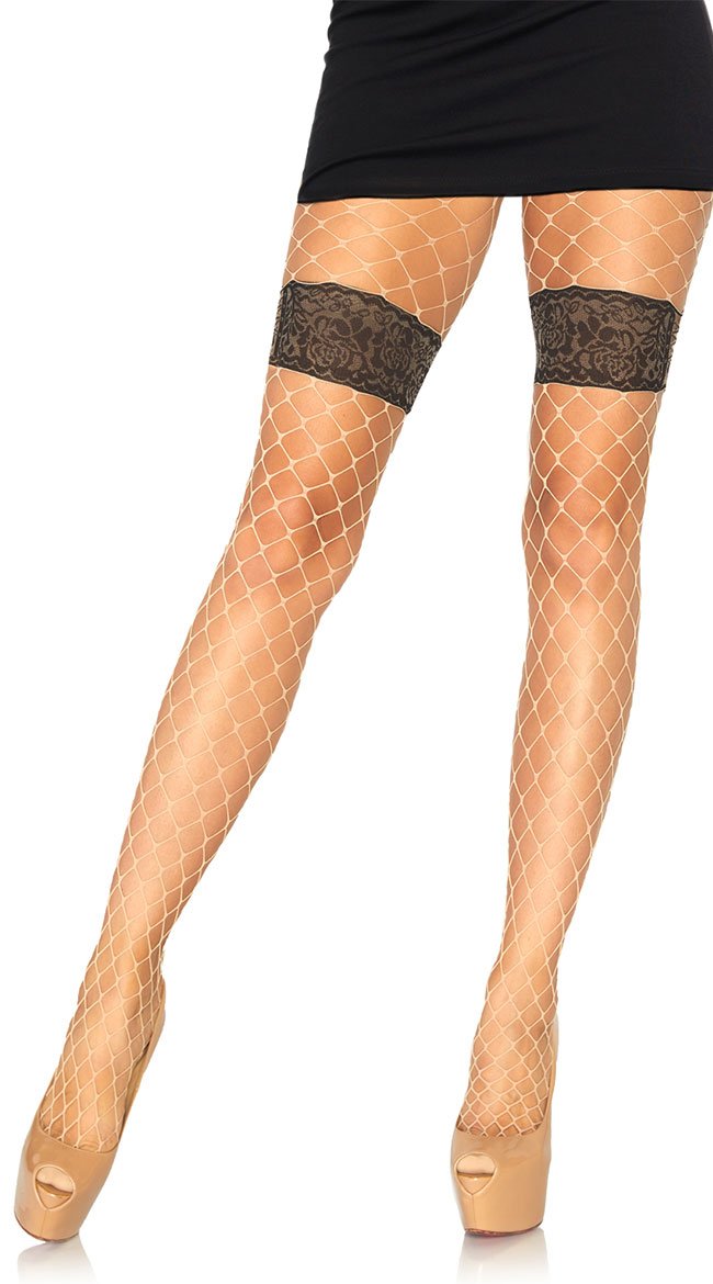 Faux Garter Diamond Net Tights Fishnet Tights Yan