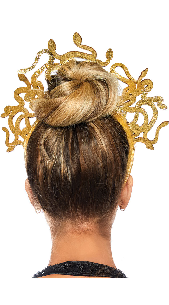 Medusa Glittering Snake Headband, gold snake headband