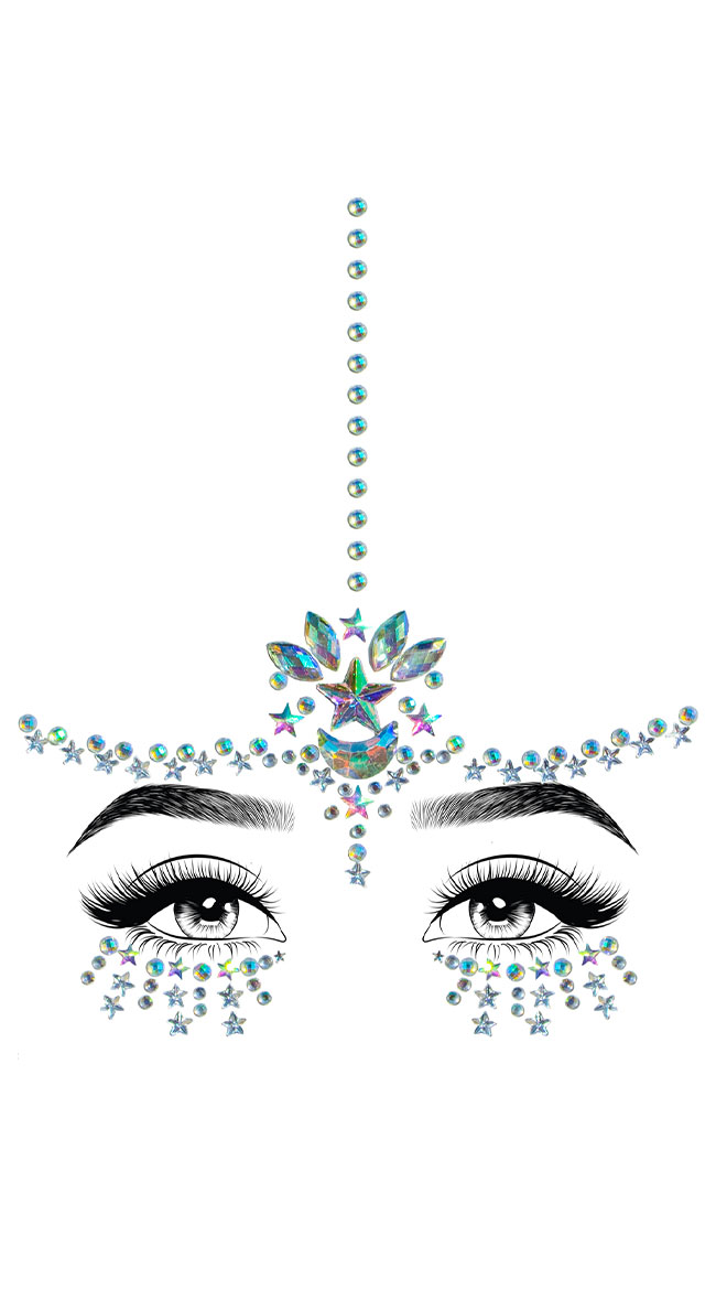 Karma Face Jewels Sticker, Blue Rhinestone Jewels - Yandy.com