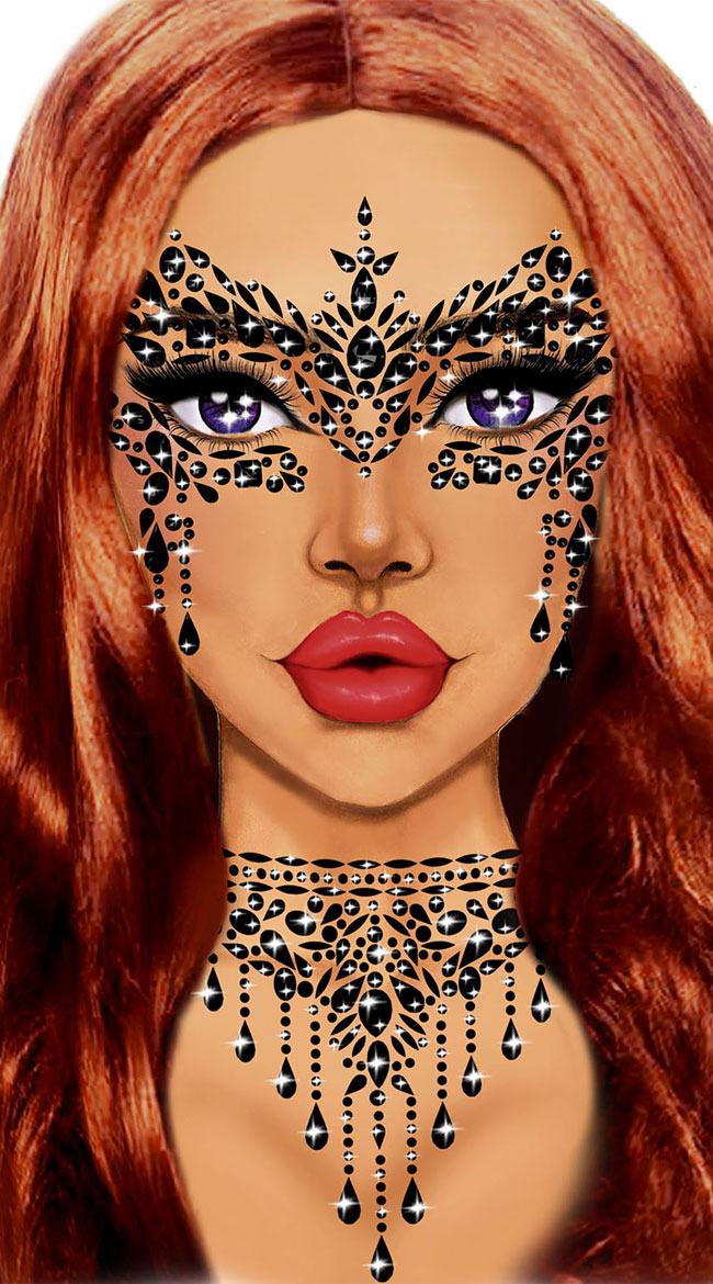 Masquerade Adhesive Face Jewels, Sexy Stick On Gems - Yandy.com