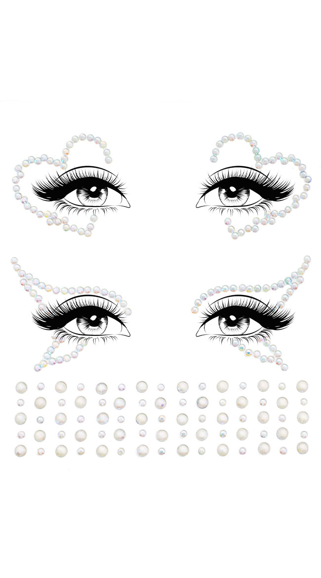 Ayla Glow in the Dark Jewel Face Stickers, Heart Eye Stickers - Yandy.com