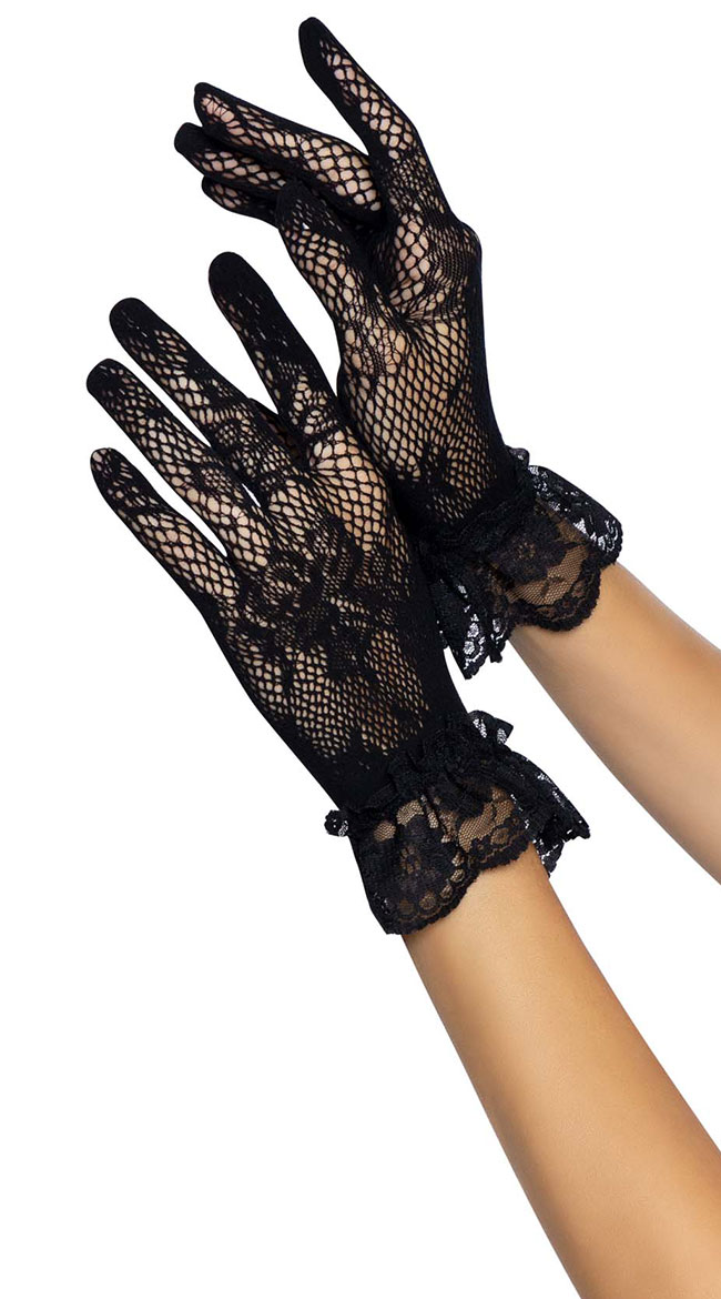 Dainty Floral Lace Gloves, Fishnet and Lace Gloves - Yandy.com