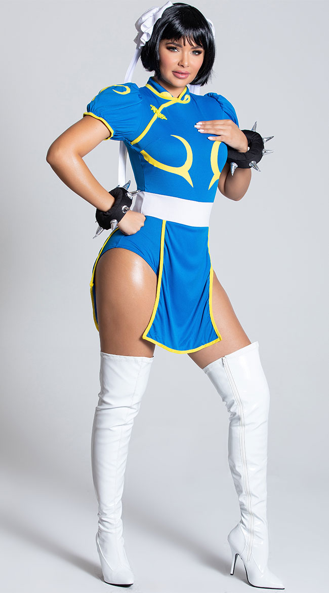 Women Sexy Chun-Li Cosplay Costume Jumpsuit Superhero Halloween