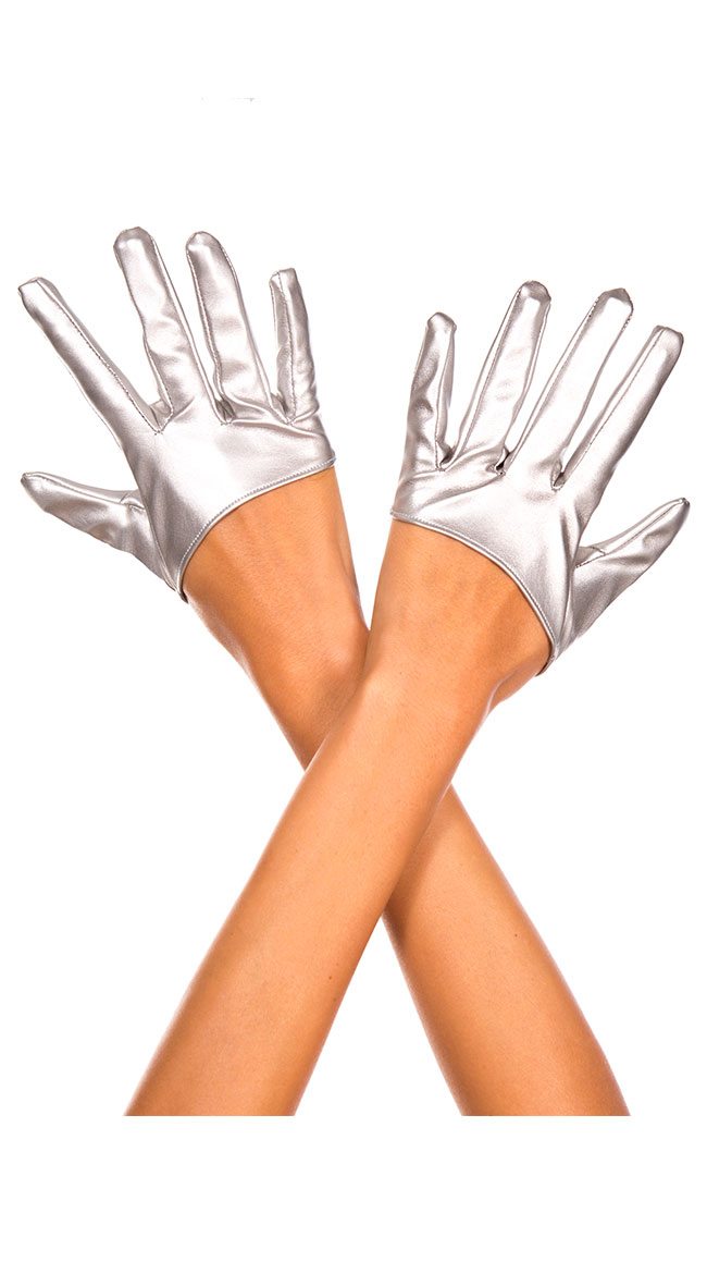 Cropped Wet Look Gloves, Cropped Gloves, Wet Look Gloves
