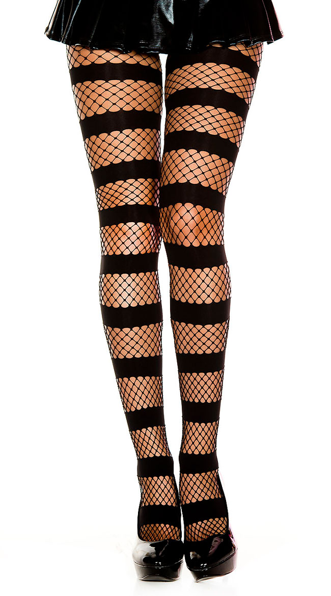 Horizontal Striped Fishnet Pantyhose Sexy Sheer Net Stockings Yandy Com