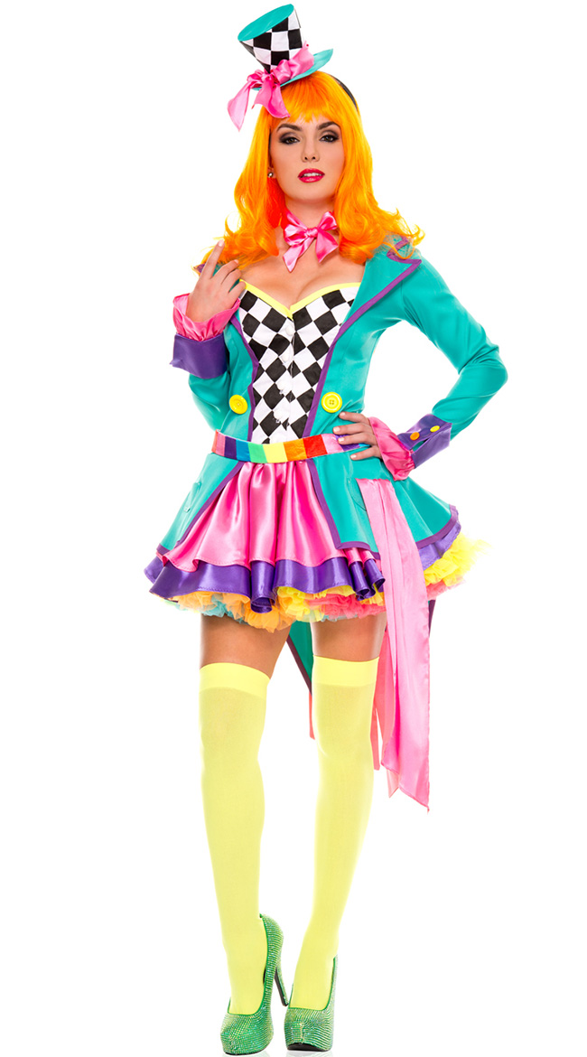 Deluxe Hatter Hottie Costume by Music Legs, Size XS / Sexy Tea Party Hatter Costume, Colorful Hatter Costume - Yandy.com