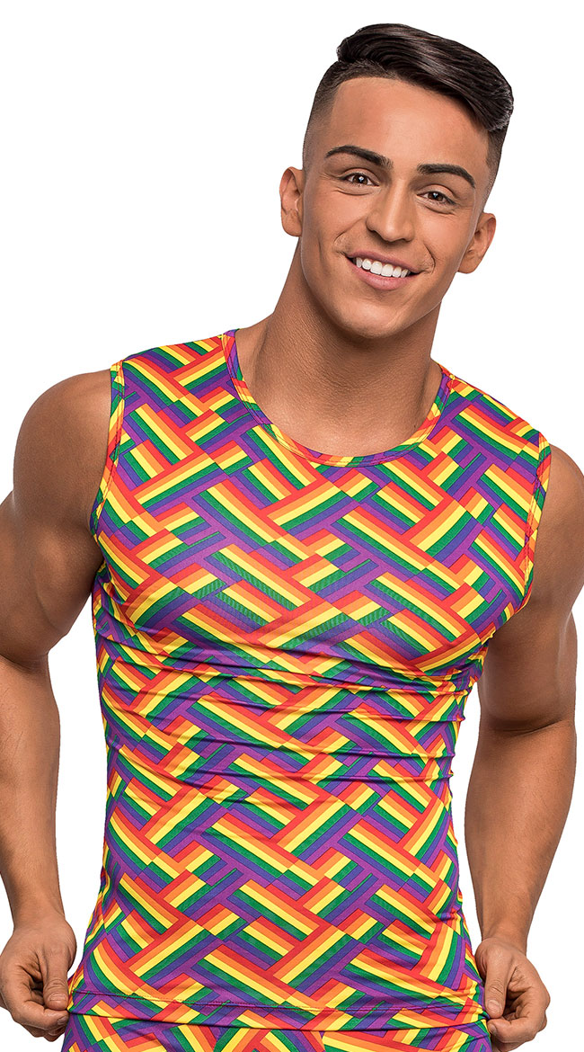 Men's Endless Love Fitness Tank, Rainbow Pride Clothing - Yandy.com