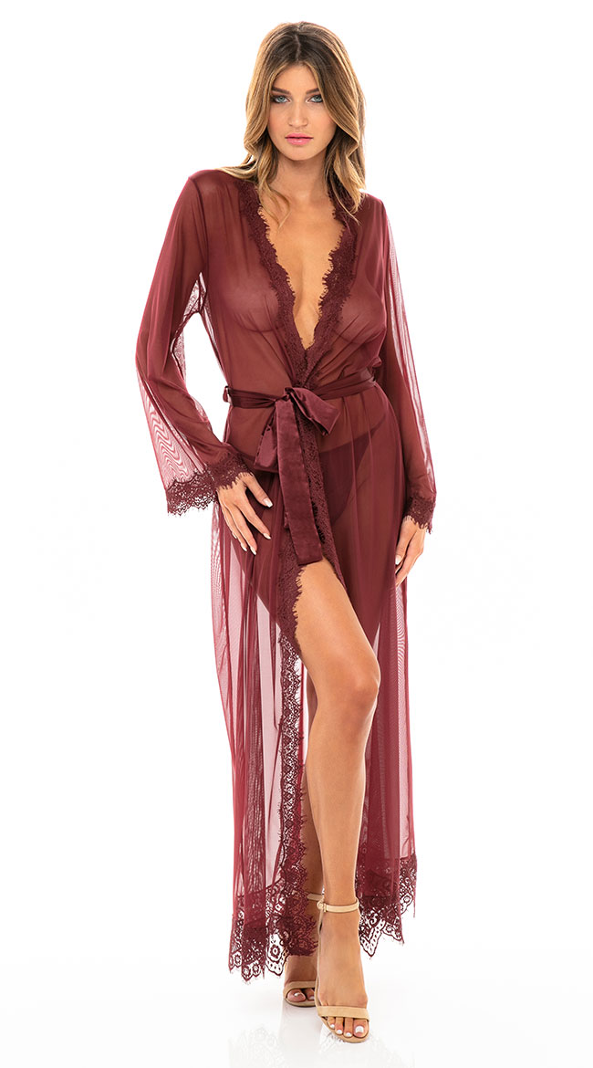 long pink mesh robe
