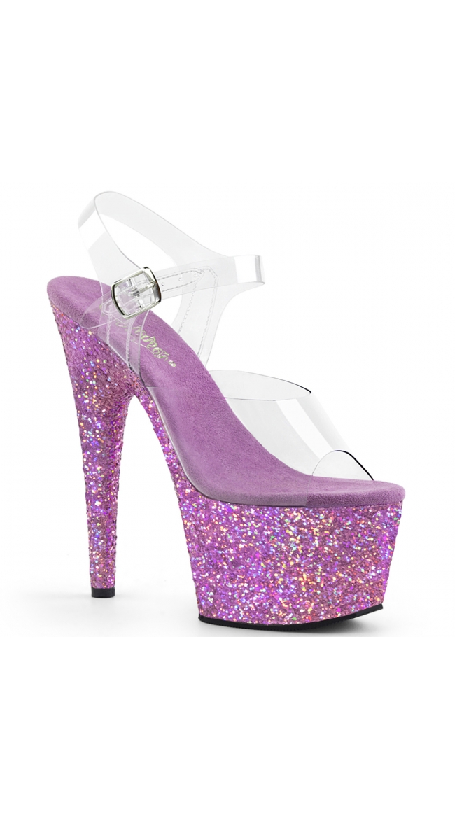 7 Inch Holographic Glitter Platform Sandal, 7 Inch Glitter Platform ...