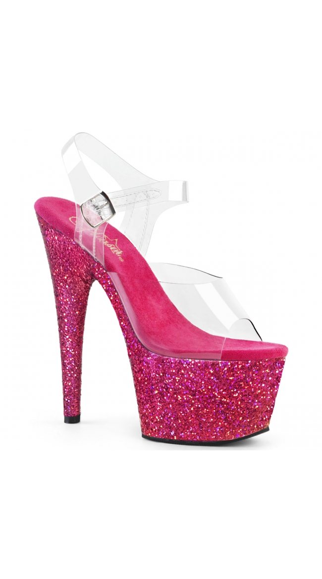 7 Inch Holographic Glitter Platform Sandal, 7 Inch Glitter Platform ...