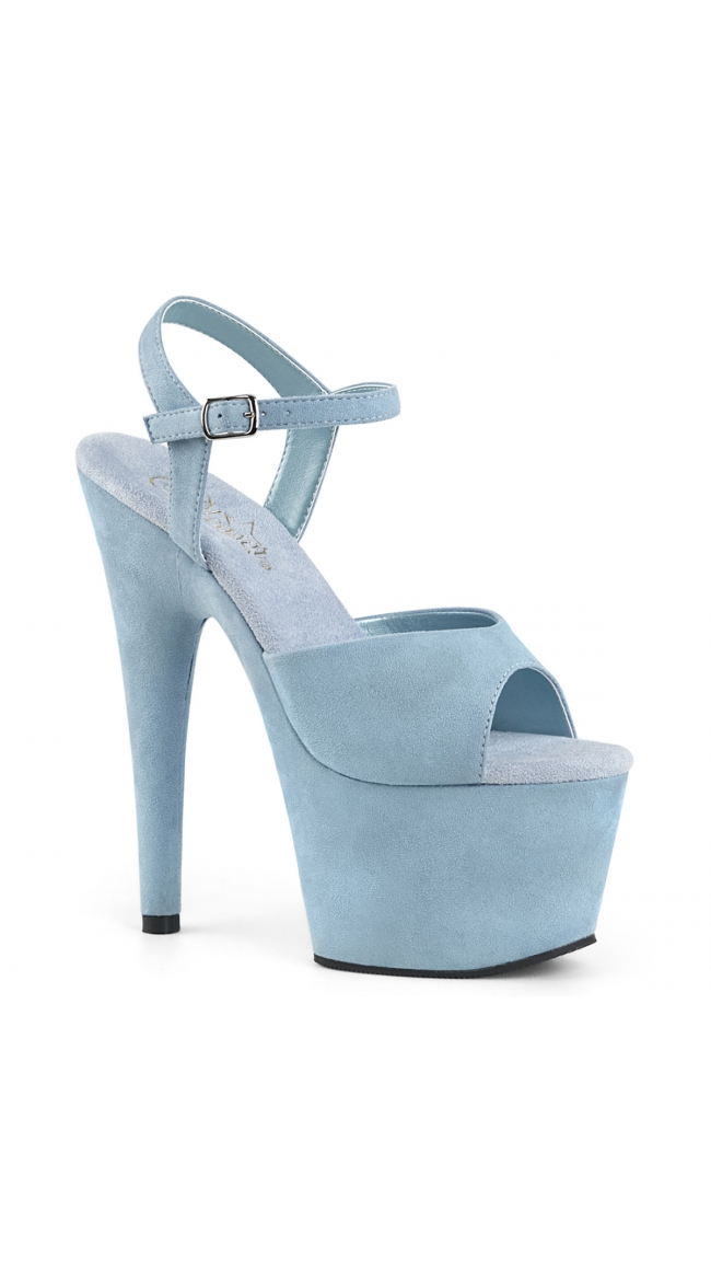 Sky Blue Nude Color Open Toe Flock Nubuck Leather Sweet Girls Summer Party  Shoes Block High Heels Platform Sandals With Bowtie - AliExpress