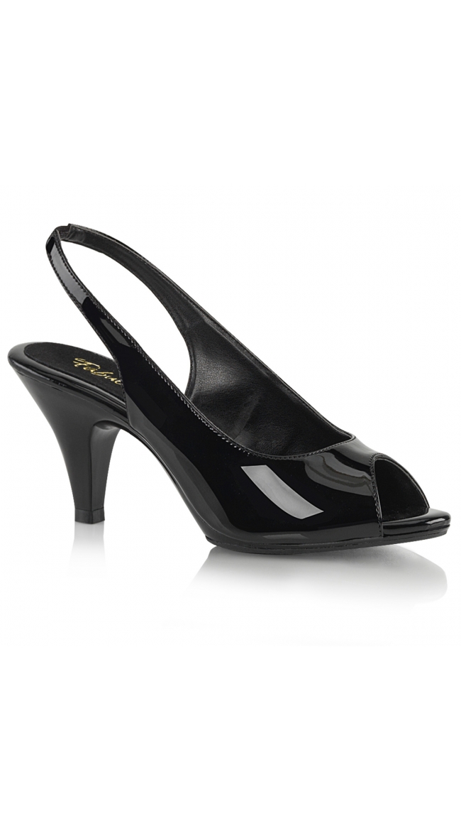 3 Inch Black Patent Slingback Sandal, 3 Inch Peep Toe Black Slingback ...