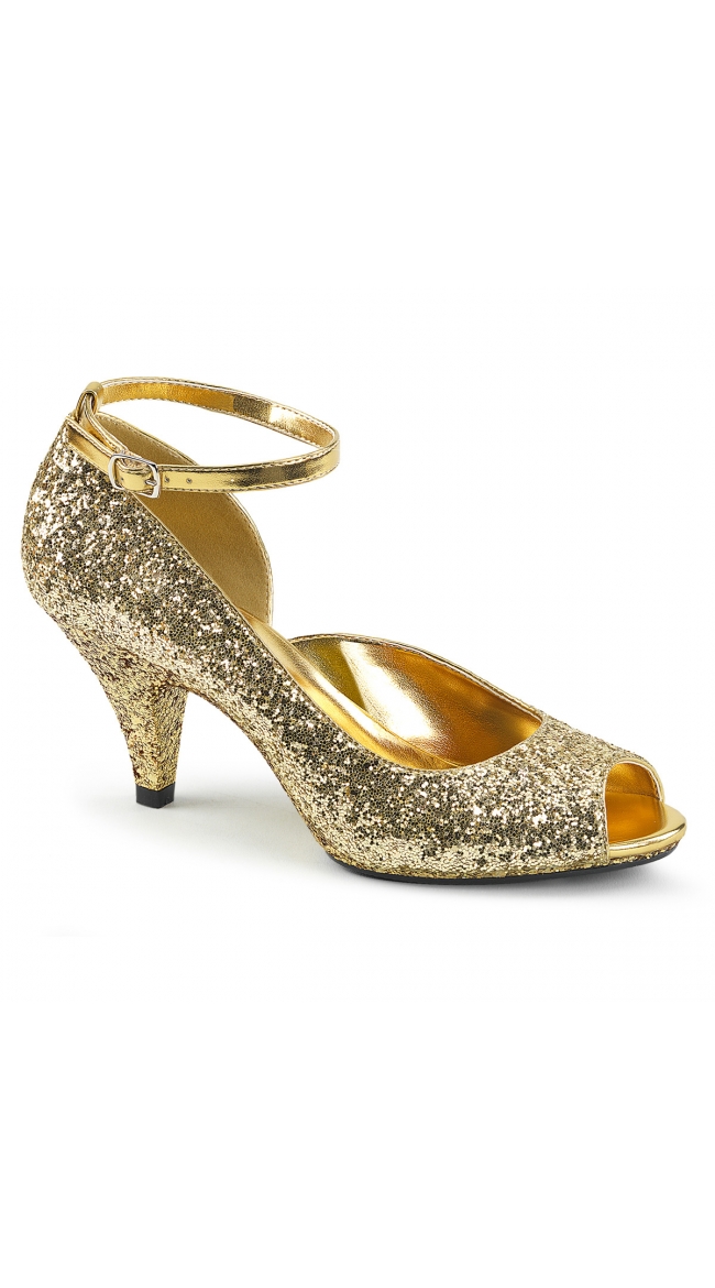 3 Inch Glitter Peep Toe Pump 3 Inch Glitter Ankle Strap Peep Toe Pump 