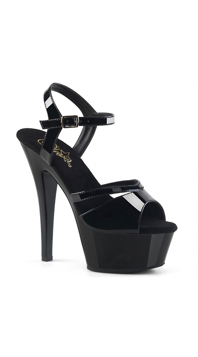 6 Inch Black Patent Open Toe Sandal, 6 Inch Patent Platform Sandal ...