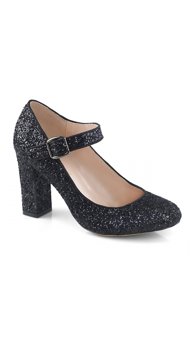 glitter mary jane heels