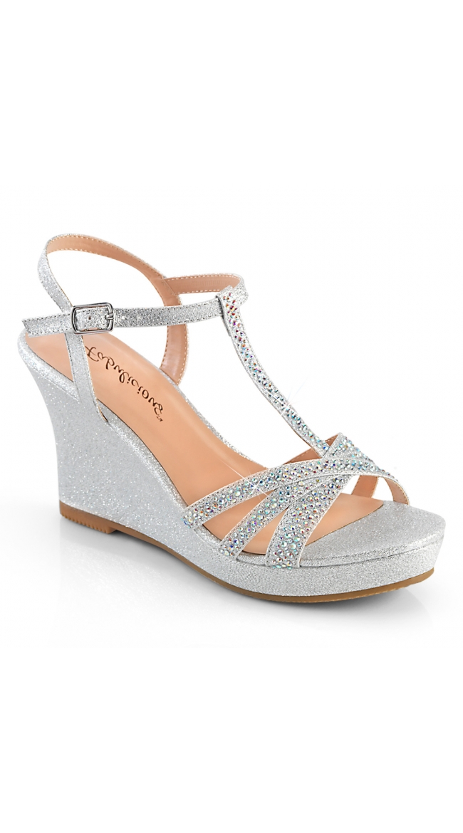 3 Inch Shimmer Wedge Sandal, 3 Inch Wedge Sandal - Yandy.com