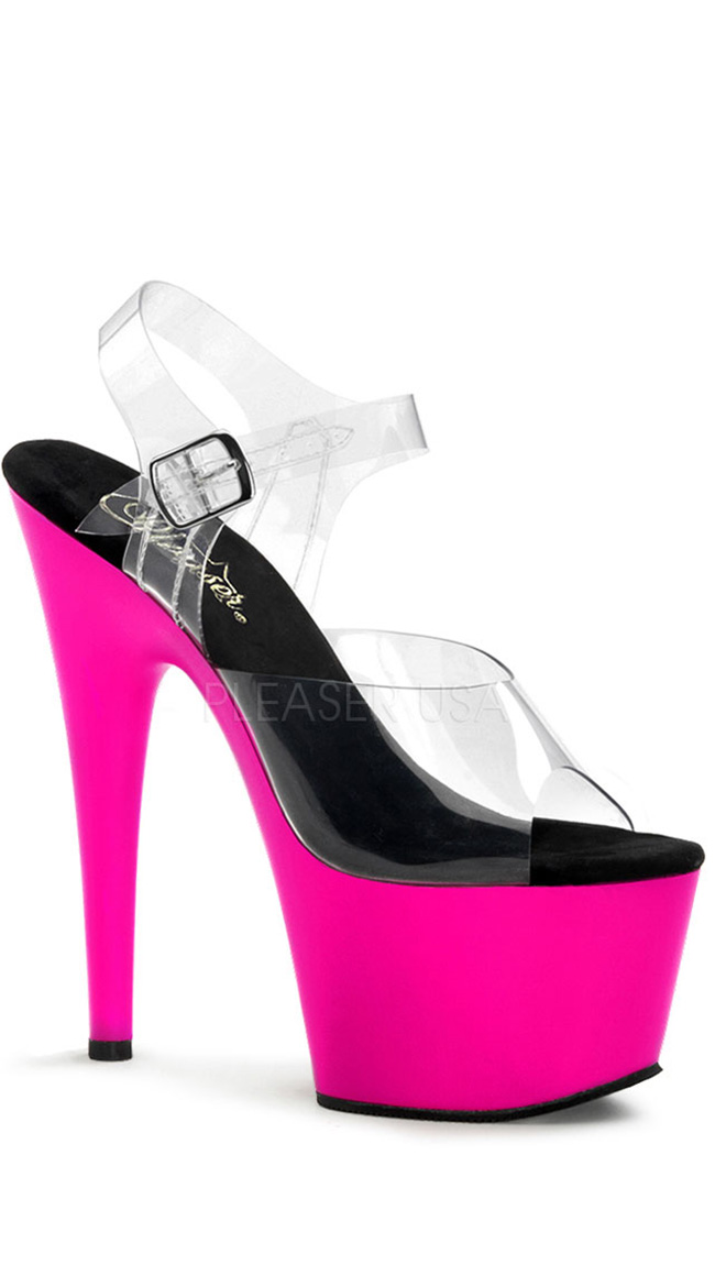 7 Inch Neon Bottom Sandals With Ankle Straps, Neon High Heels, Neon ...