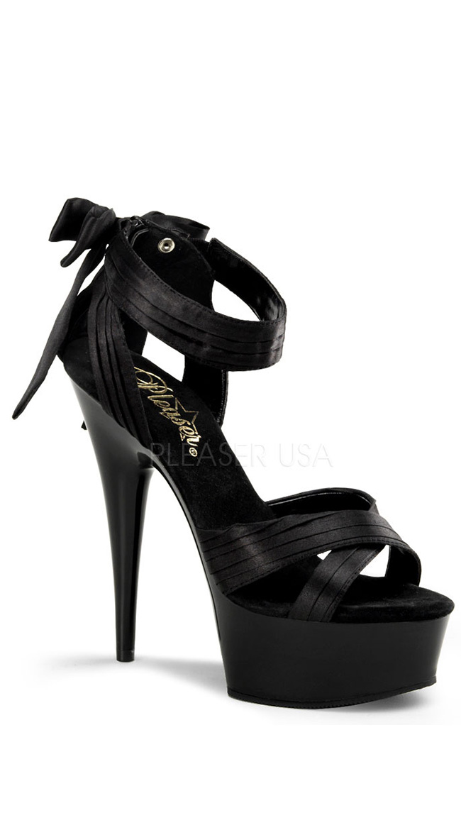 Black Chunky Strappy Platform Sandals Ankle Lace Up High Heels | Up2Step