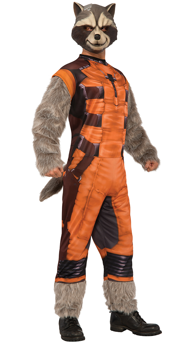 Deluxe Men's Rocket Raccoon Costume, Rocket Raccoon Costume, Guardians ...