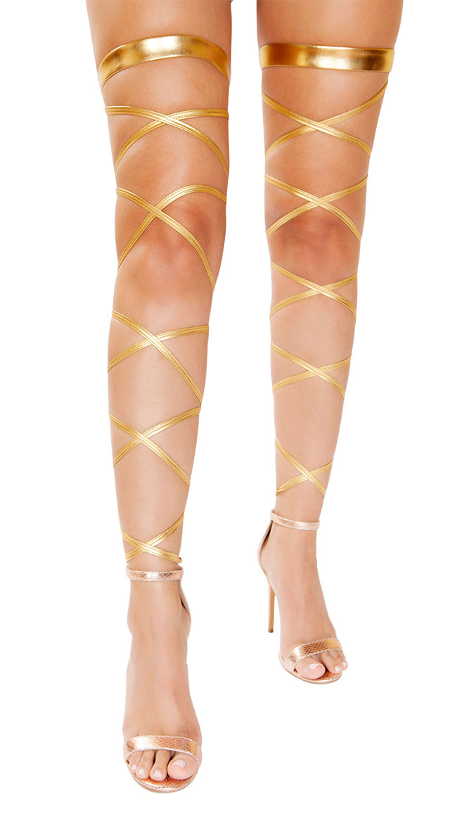 Gold Metallic Leg Wraps, Gold Goddess Metallic Leg Wraps