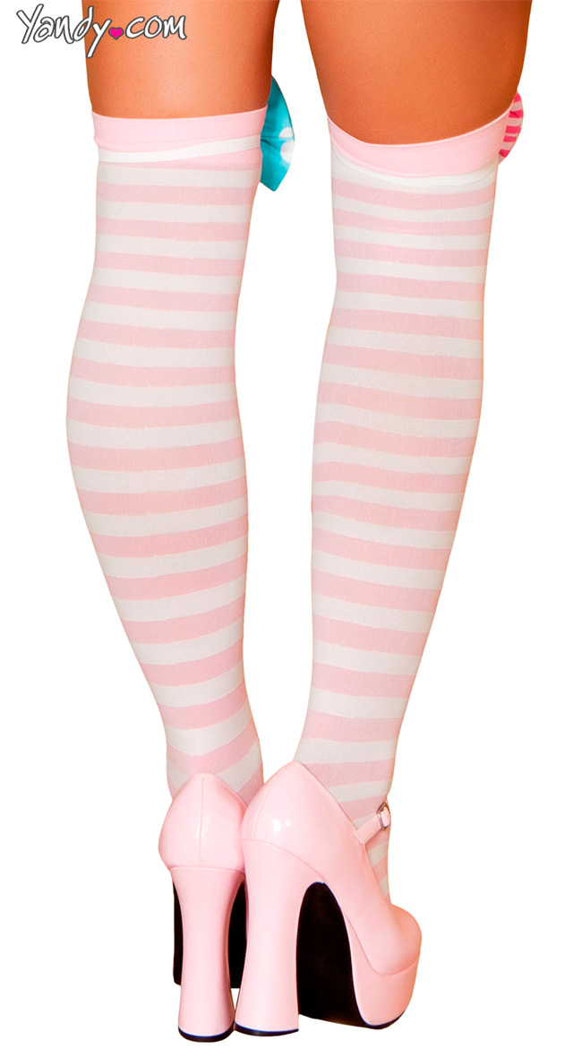 Pink and White Striped Stockings, Pink Striped Stockings, Adorable ...