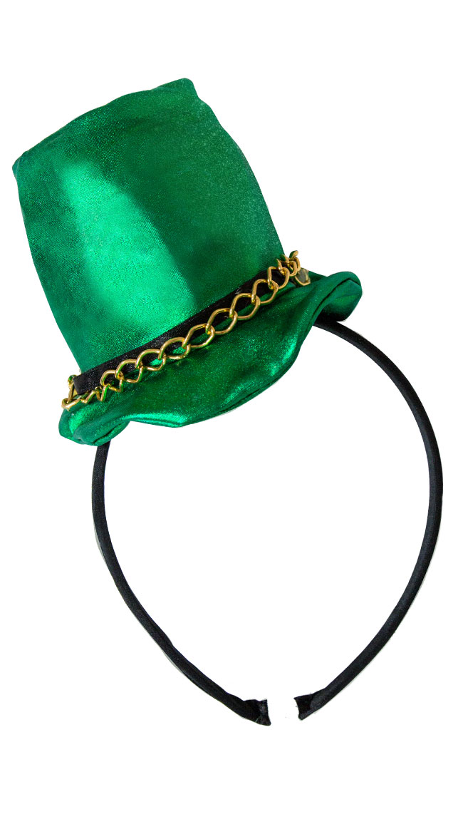 St Patricks Day Headband, Mini Green Top Hat