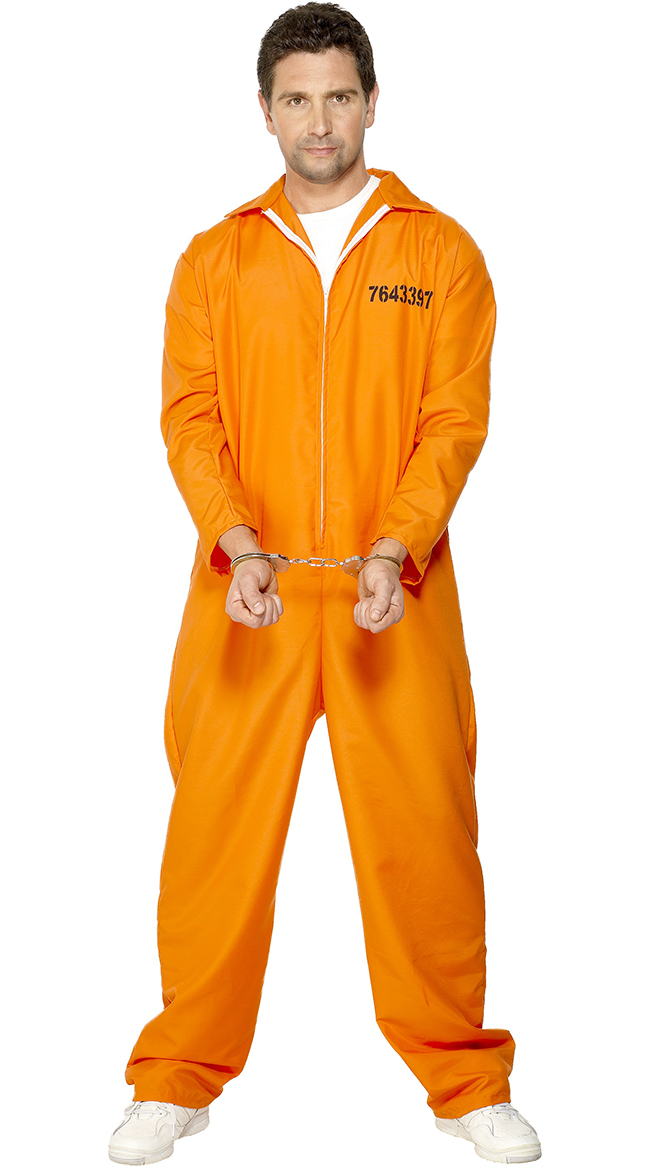 Orange Jumpsuit Couples Costume, Men's Bad Boy Convict Costume ...