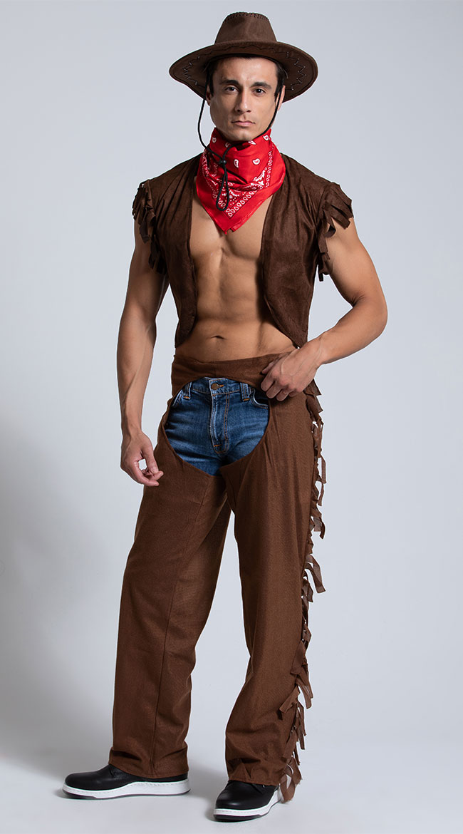 Men s Saddle And Straddle Cowboy Costume Mens Sexy Halloween Costume 