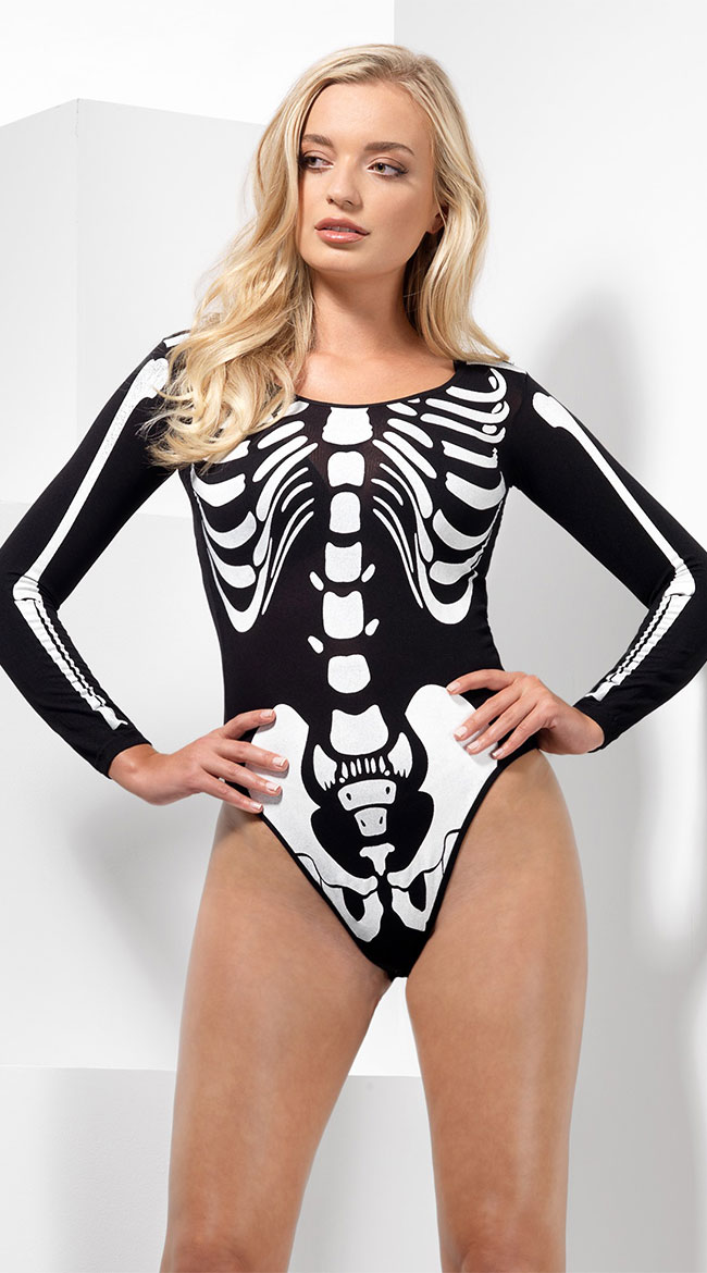 One Size Fits Most Womens Sultry Skeleton Bodysuit Costume Ebay 