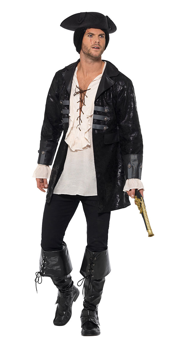 Men's Black Buccaneer Jacket, men's black pirate jacket - Yandy.com