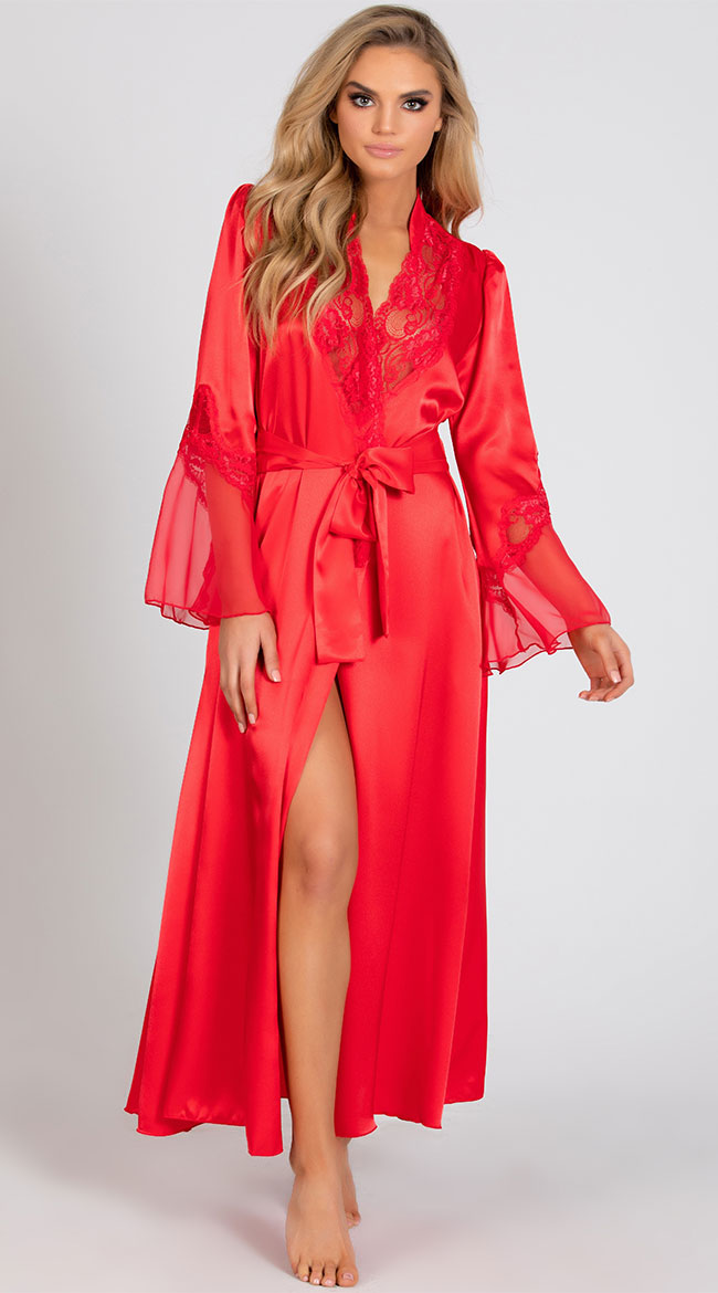 Long Satin and Chiffon Robe, Satin and Chiffon Robe, Long Satin Robe
