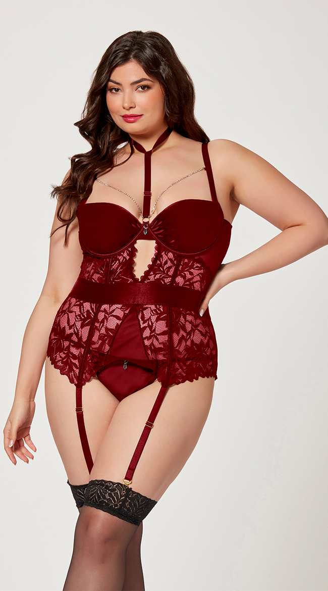 Plus Size Embellished Beauty Bustier Set Plus Size Rhinestone And Lace Bustier Set 