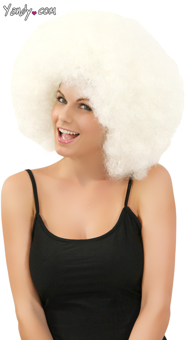 White Jumbo Clown Wig, White Afro Wig, White Fro Wig, White Clown Wig