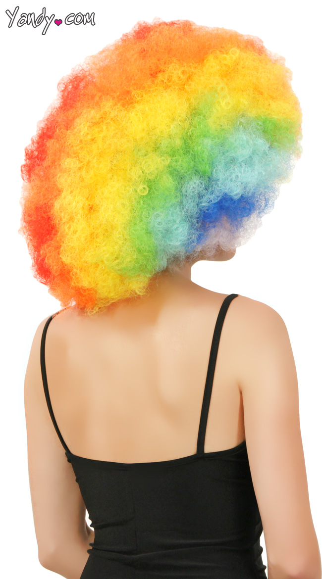 Jumbo Rainbow Clown Wig, Giant Rainbow Afro Wig, Giant Afro Wig