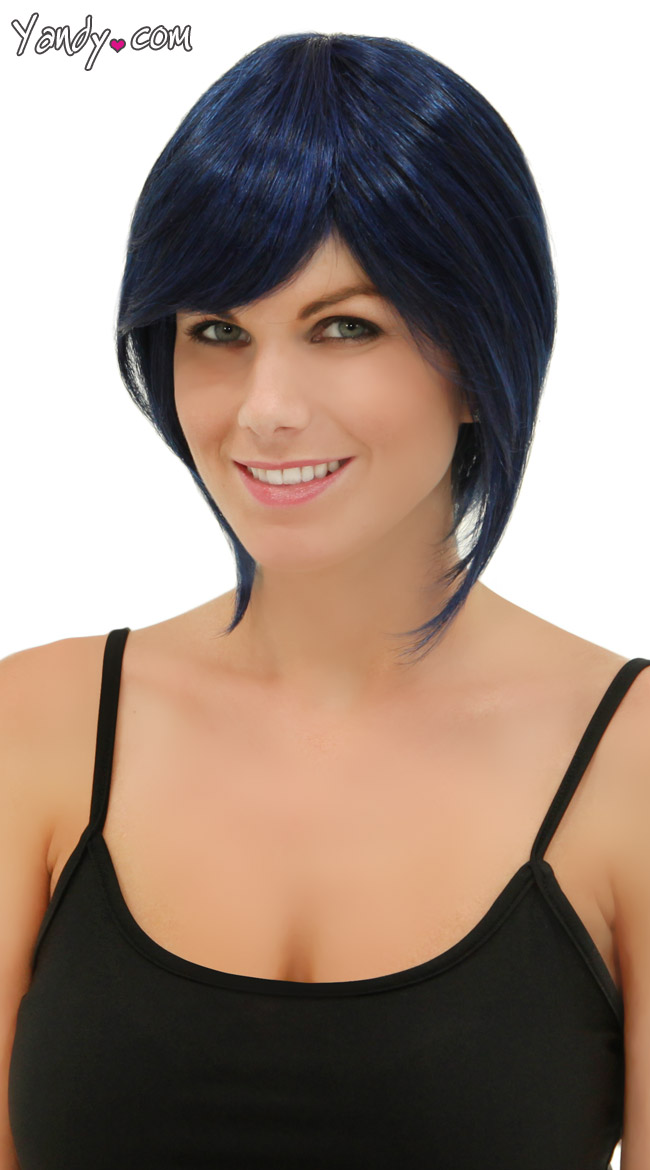 Midnight Blue Short Bob Wig, Blush Mystic Midnite Blue Wig, Dark Blue Wig