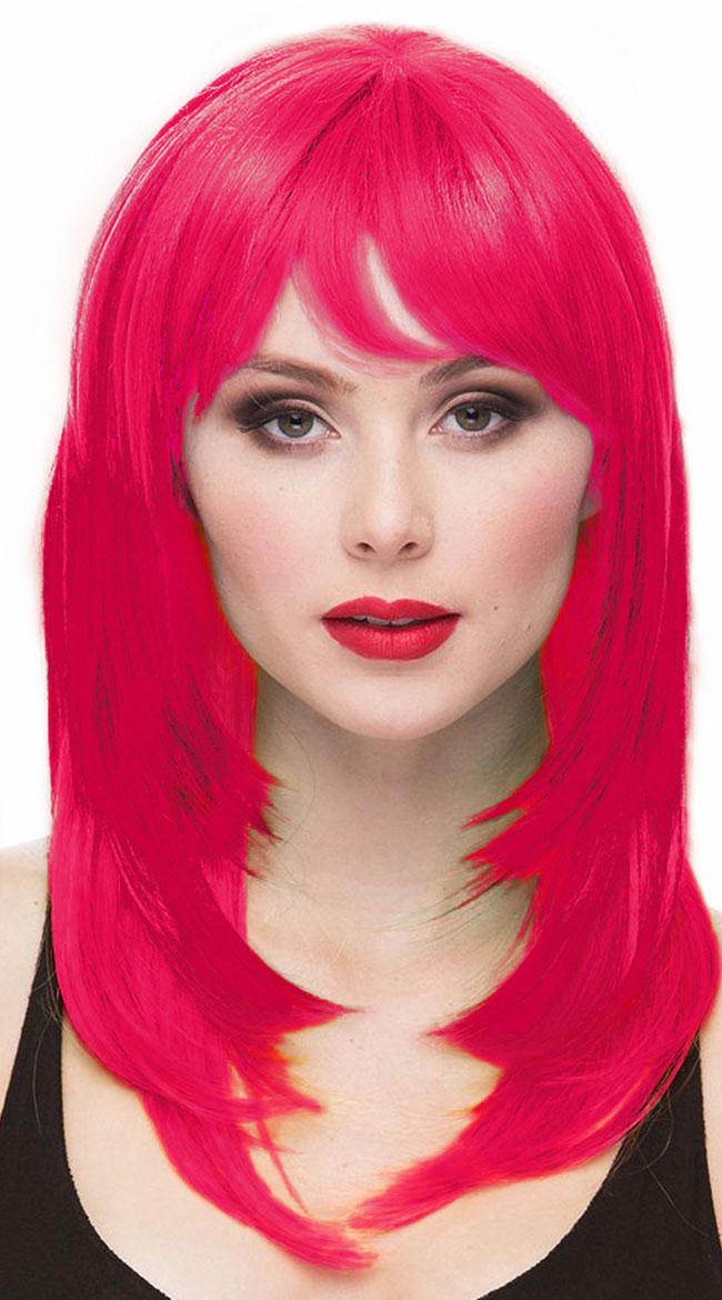 Sherbet Hot Pink Wig, Neon Hot Pink Short Rockstar Wig - Yandy.com